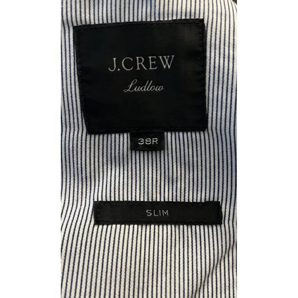 J Crew Mens 38 R Slim Gray Suit Coat Jacket Ludlow Blazer Tollegno 1900